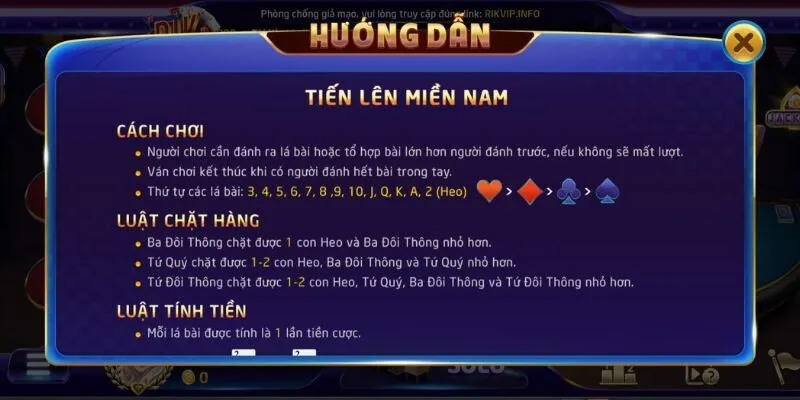Giới thiệu tổng quan game bài Tiến Lên Rikvip