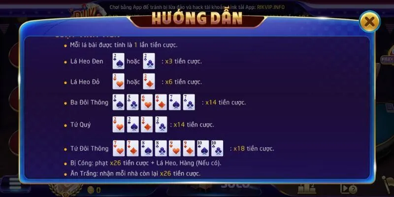 Quy tắc chặt Heo và các trường hợp thắng trắng trong Tiến Lên Rikvip