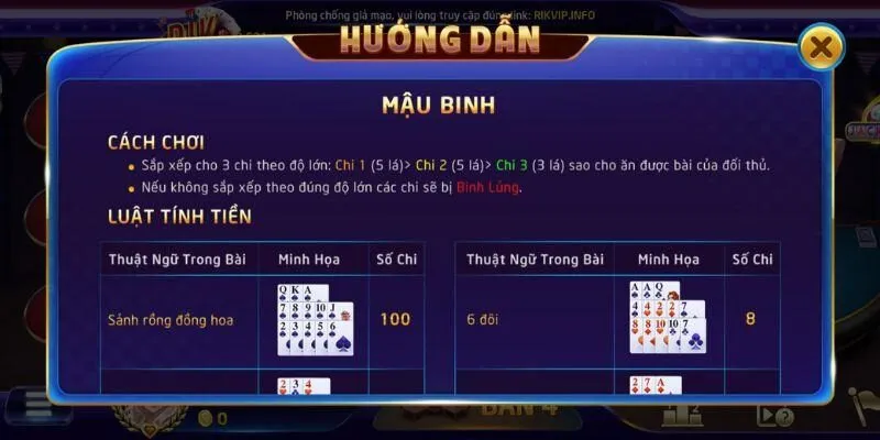 Tổng quan luật chơi Mậu Binh Rikvip và cách tham gia ván bài